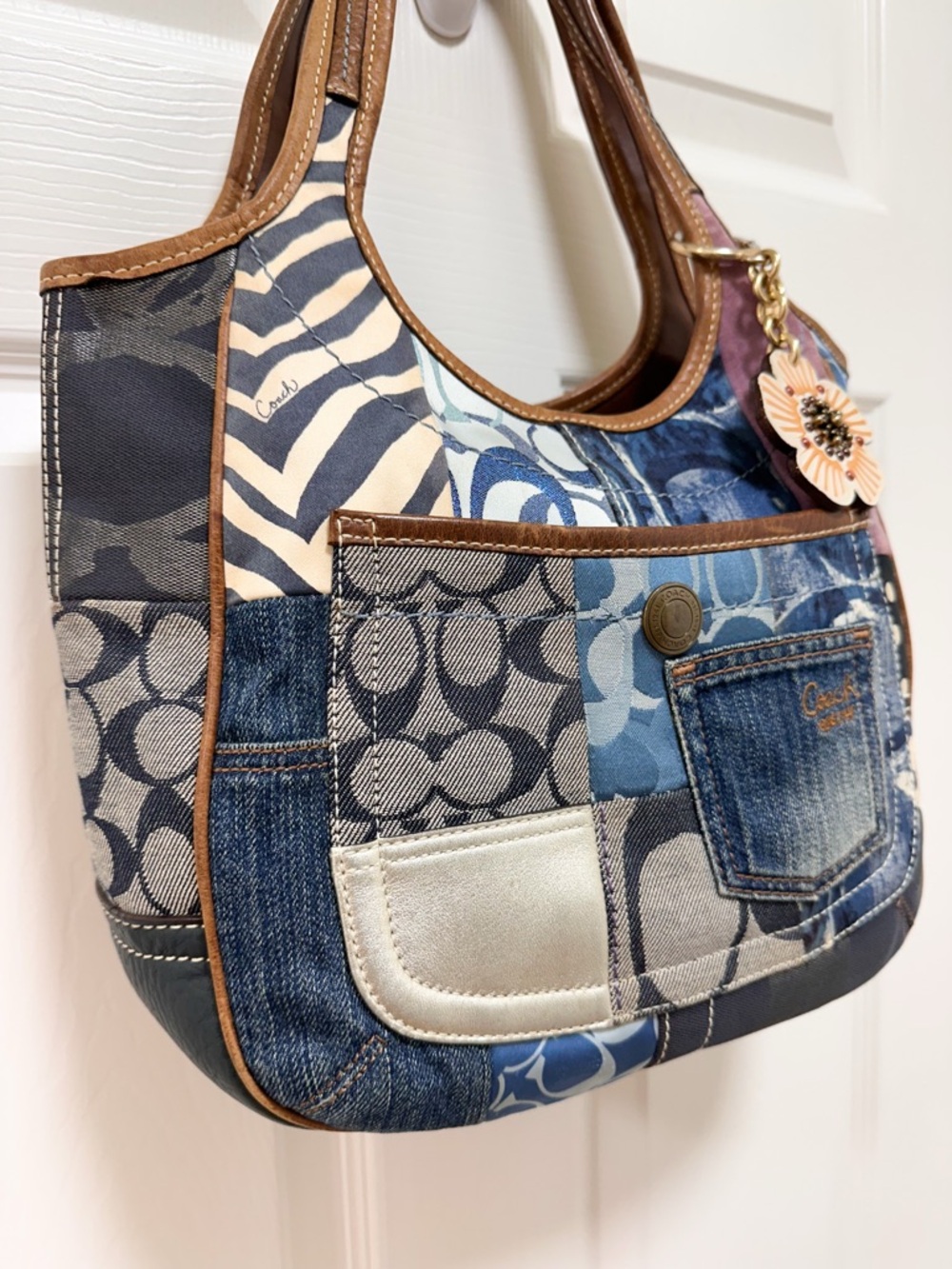 Coach Ergo Denim Patchwork Hobo Limited Edition Shoulder Bag Vintage Y2K - Picture 3 of 15